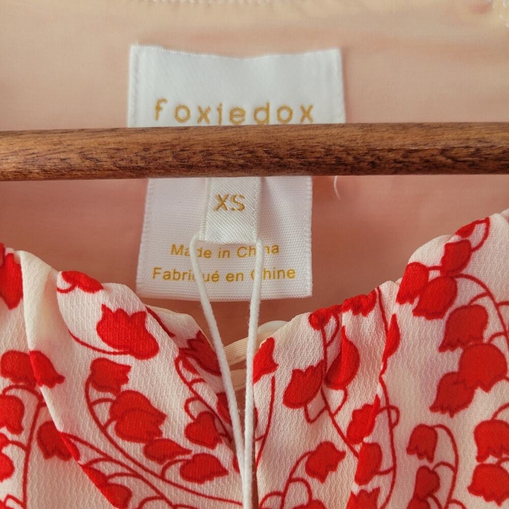 Foxiedox Long Sleeve Smocked Keyhole Floral Mini Dress Size XS NWT - Picture 8 of 10